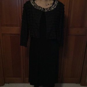 Chico’s Travelers black dress with shirt jacket